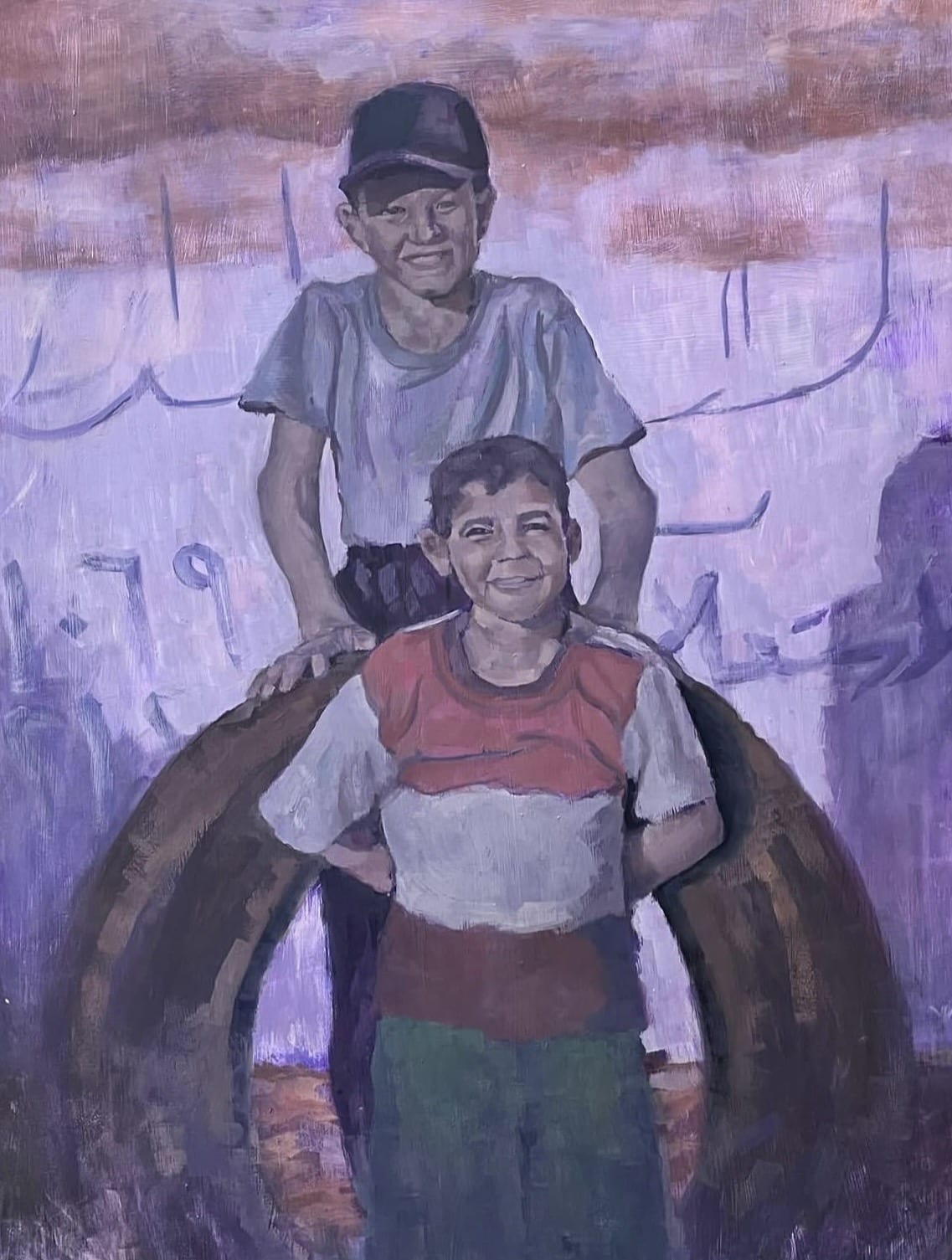 The two boys, an original painting by Aya amr