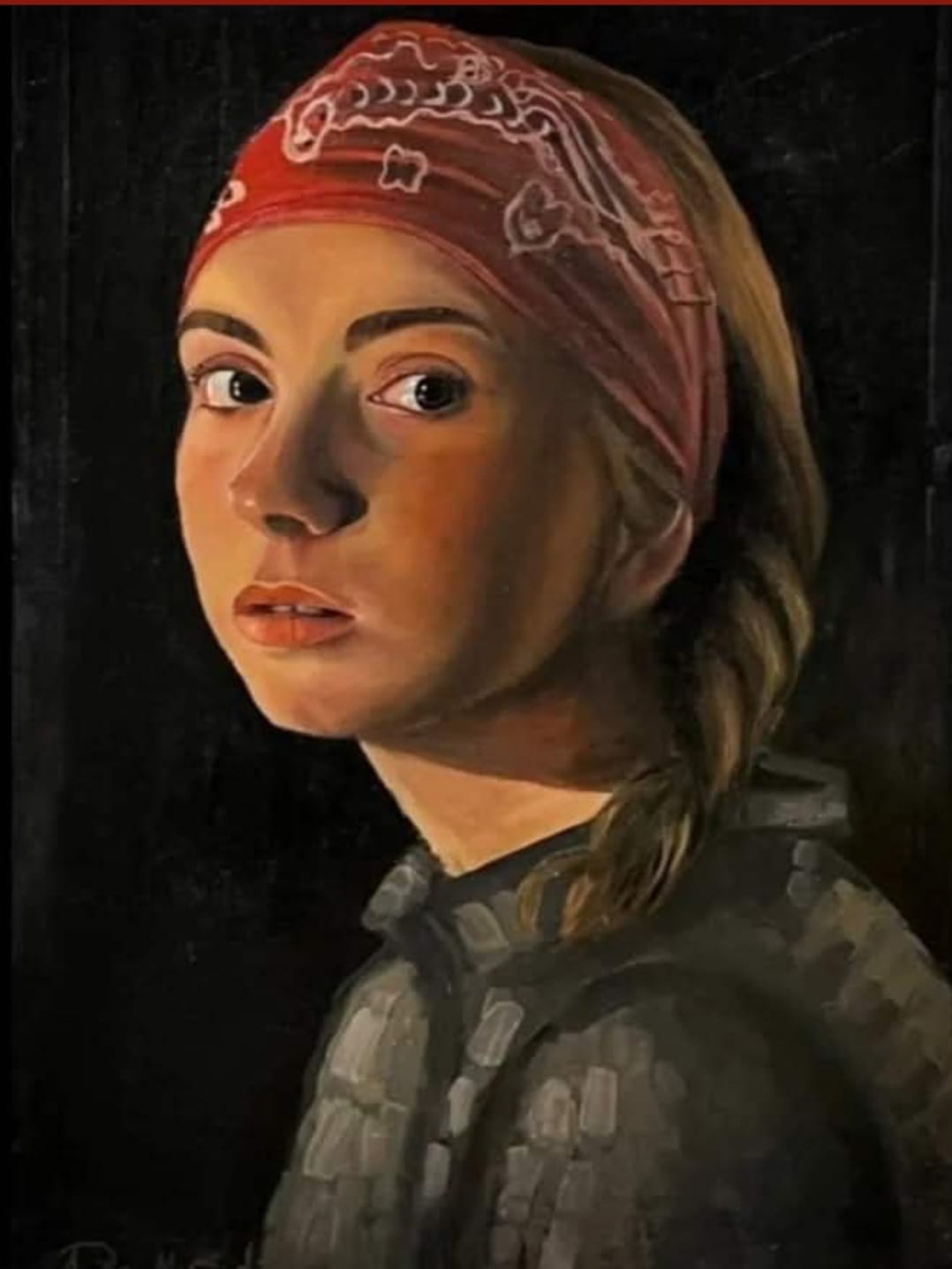 Woman with a Red Headscarf, an original piece by Amira Mosaad