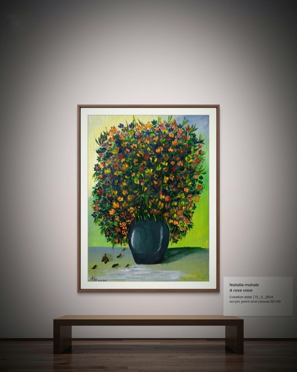 A floral painting in bright colors
