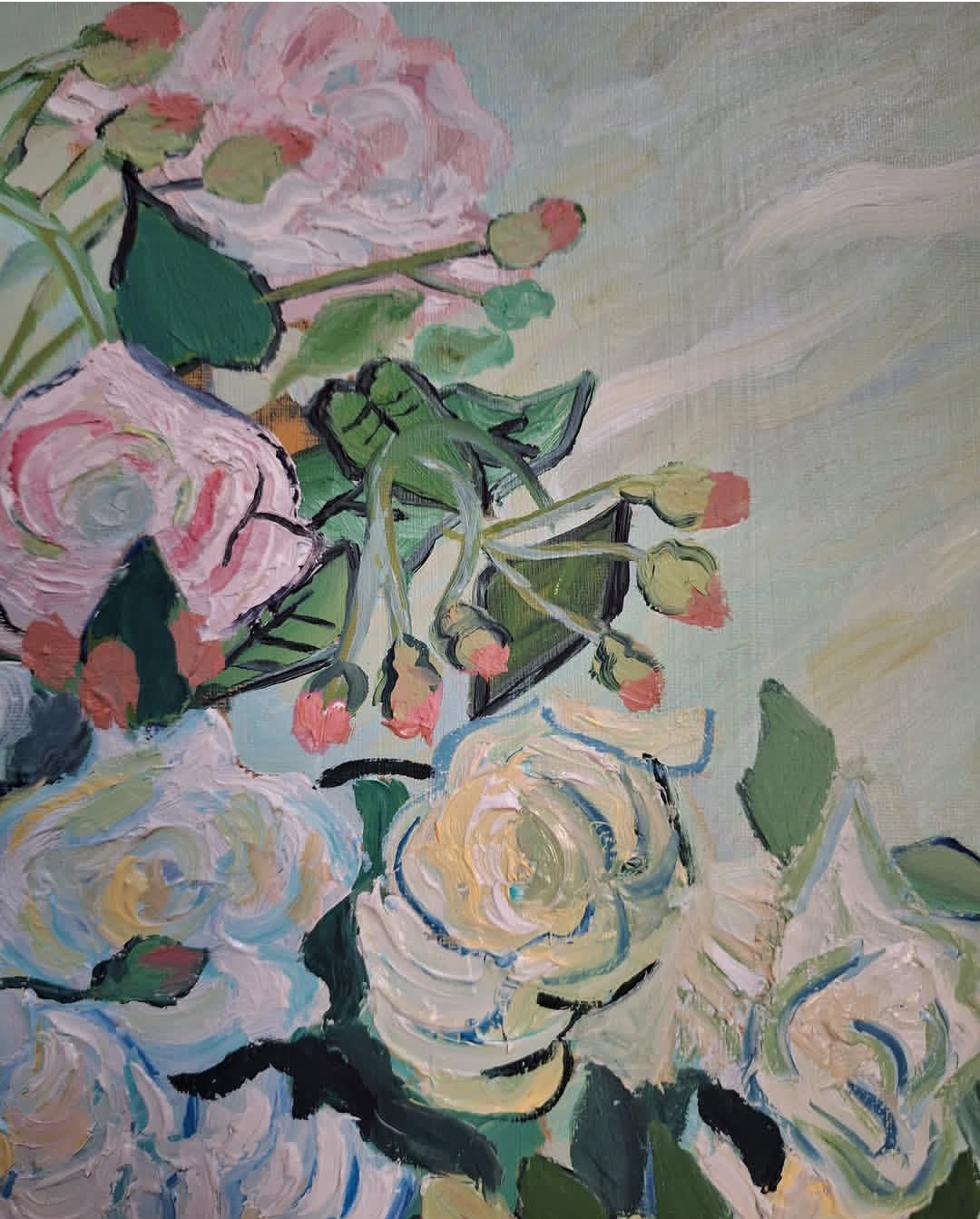 Vase of pink roses thumbnail 3