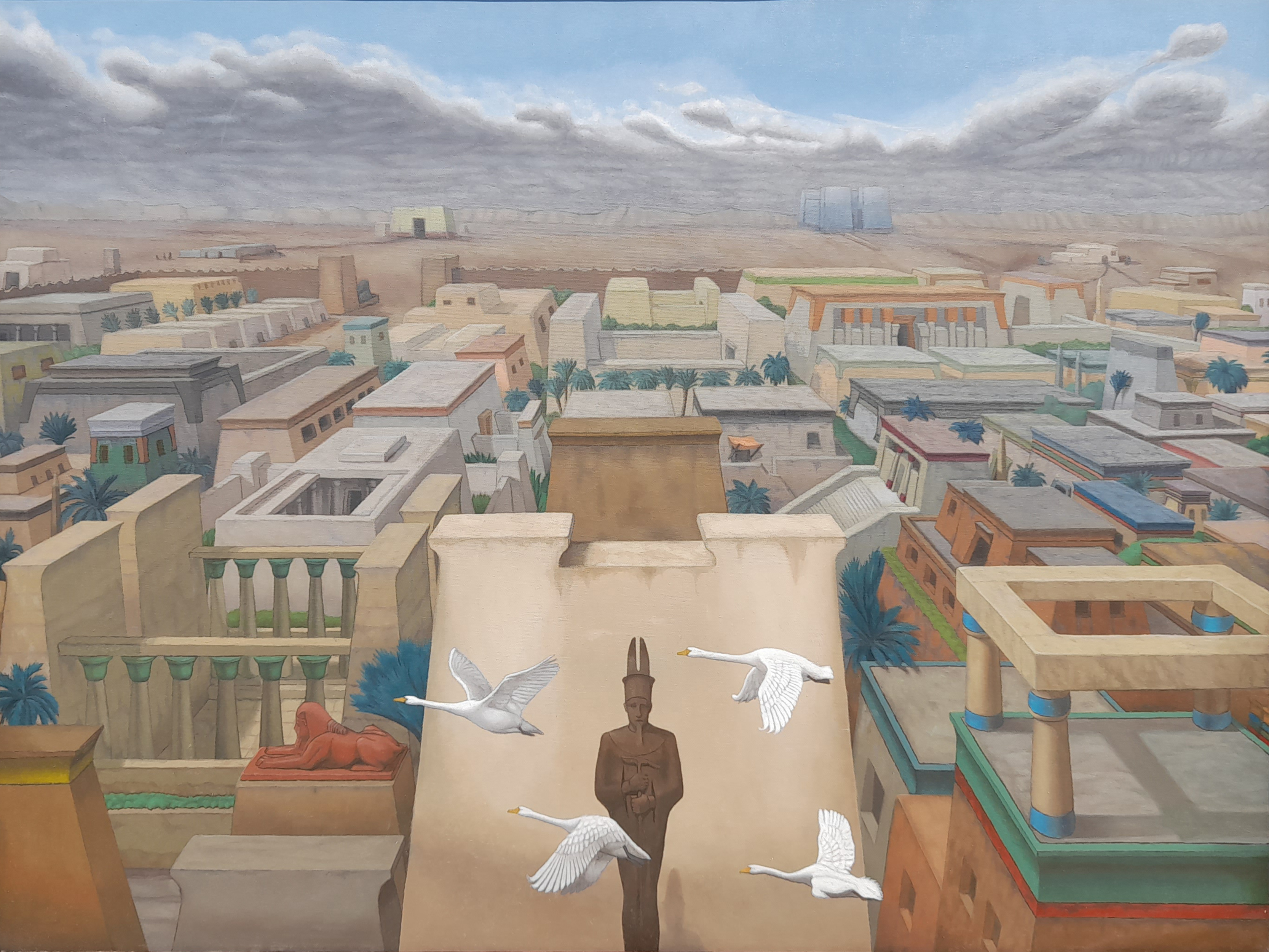 Next to the city walls, an original piece by Marwan Gamal