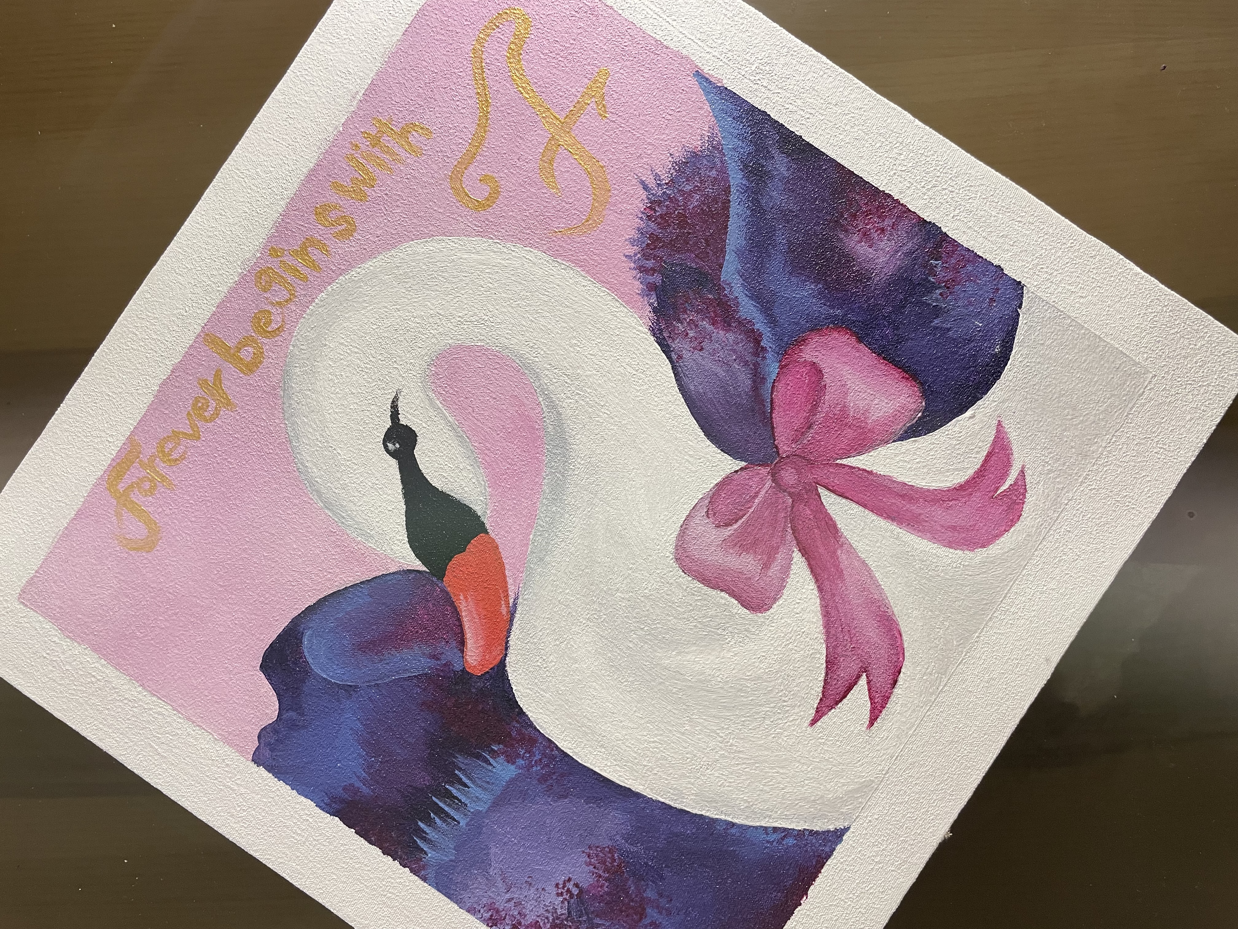 The swan painting, an original piece by Fatimah Abdelatty